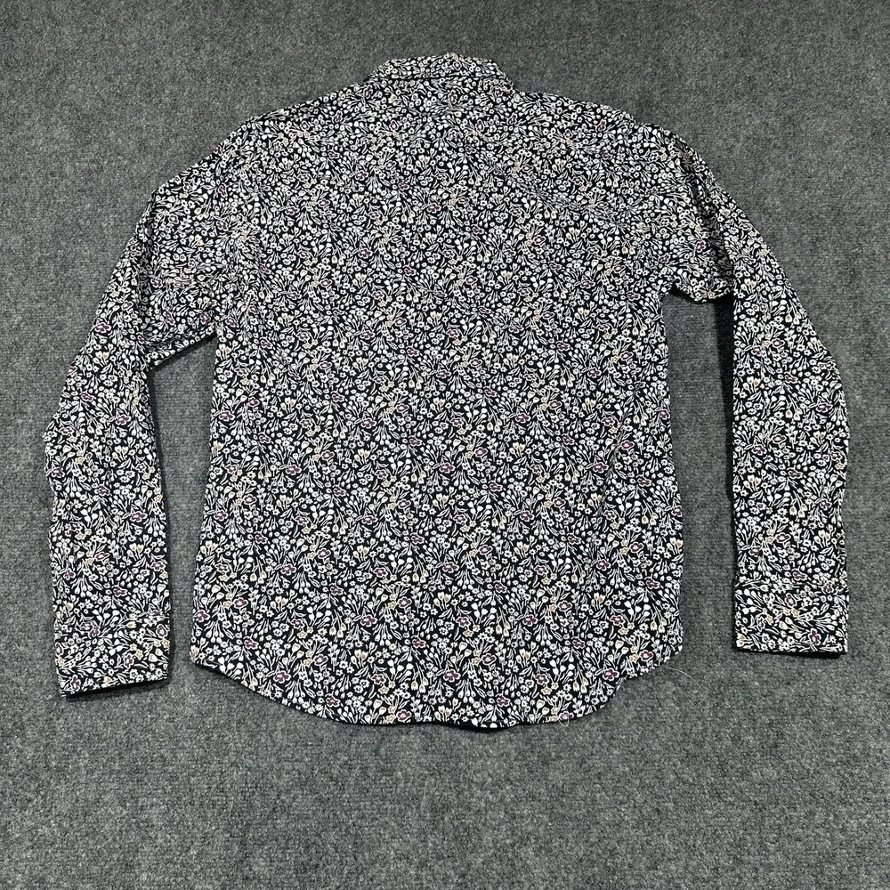 Banana Republic Shirt Mens Medium Blue Floral Button ‎ Long Sleeve Untucked Fit